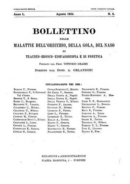 Bollettino delle malattie dell'orecchio, della gola e del naso