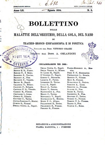 Bollettino delle malattie dell'orecchio, della gola e del naso