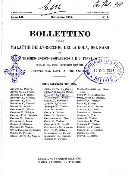 Bollettino delle malattie dell'orecchio, della gola e del naso