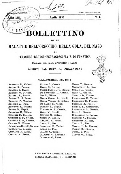 Bollettino delle malattie dell'orecchio, della gola e del naso