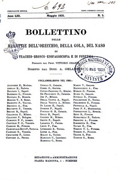 Bollettino delle malattie dell'orecchio, della gola e del naso