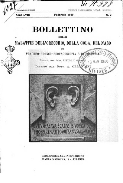 Bollettino delle malattie dell'orecchio, della gola e del naso