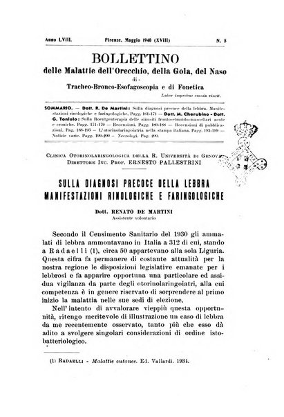 Bollettino delle malattie dell'orecchio, della gola e del naso