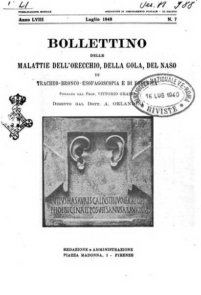 Bollettino delle malattie dell'orecchio, della gola e del naso