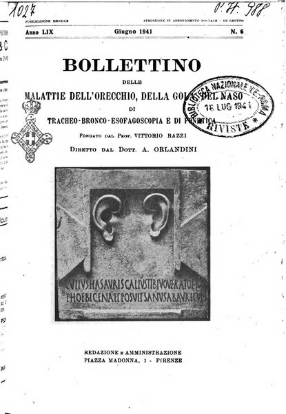 Bollettino delle malattie dell'orecchio, della gola e del naso