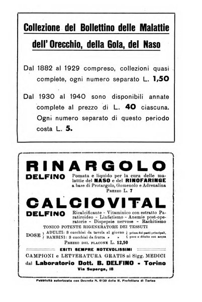 Bollettino delle malattie dell'orecchio, della gola e del naso