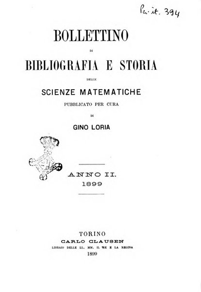 Bollettino di bibliografia e storia delle scienze matematiche