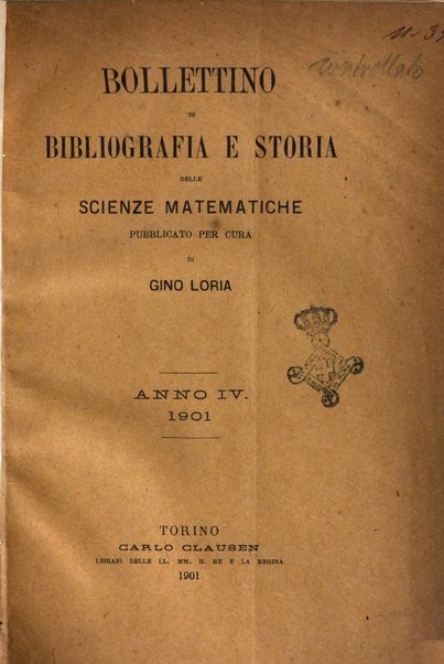 Bollettino di bibliografia e storia delle scienze matematiche