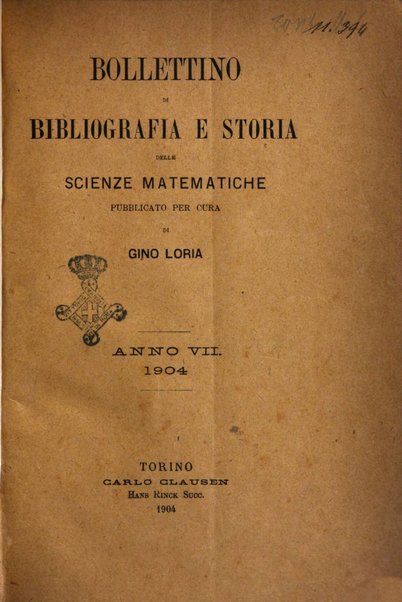 Bollettino di bibliografia e storia delle scienze matematiche