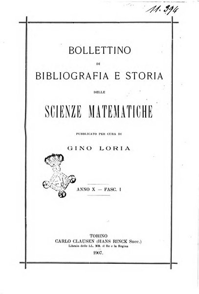 Bollettino di bibliografia e storia delle scienze matematiche