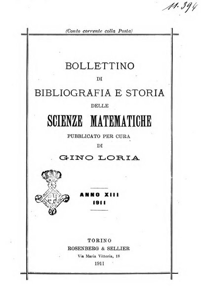 Bollettino di bibliografia e storia delle scienze matematiche