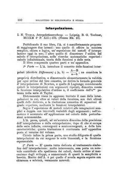 Bollettino di bibliografia e storia delle scienze matematiche