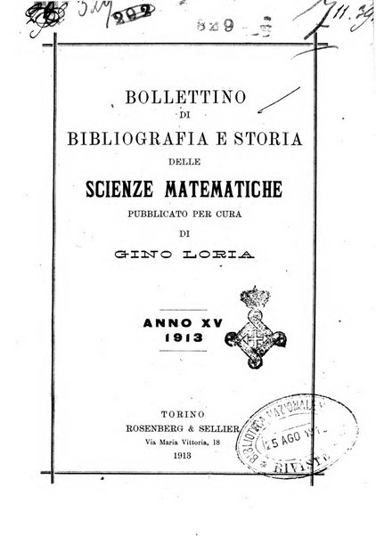 Bollettino di bibliografia e storia delle scienze matematiche