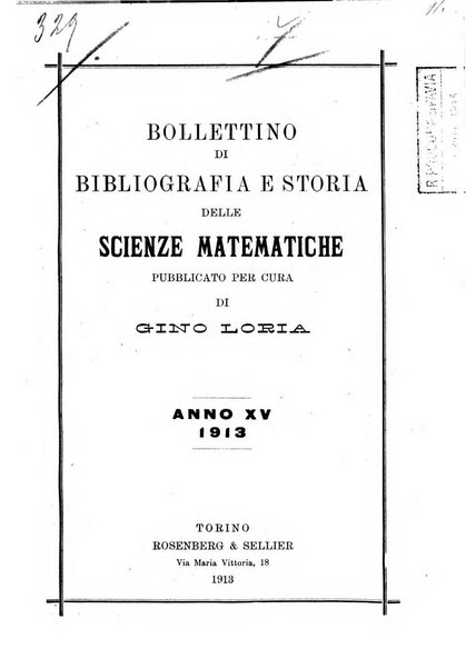 Bollettino di bibliografia e storia delle scienze matematiche