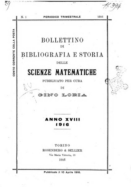 Bollettino di bibliografia e storia delle scienze matematiche