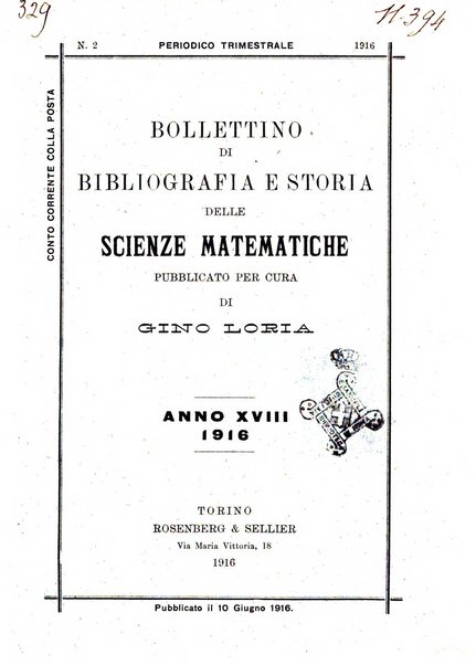 Bollettino di bibliografia e storia delle scienze matematiche