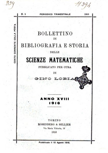 Bollettino di bibliografia e storia delle scienze matematiche