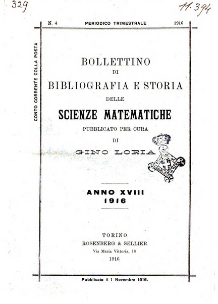 Bollettino di bibliografia e storia delle scienze matematiche