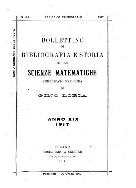 Bollettino di bibliografia e storia delle scienze matematiche