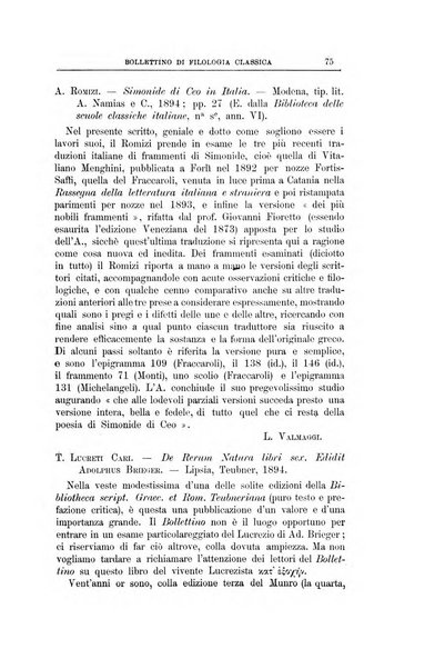 Bollettino di filologia classica