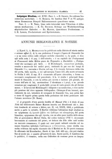 Bollettino di filologia classica