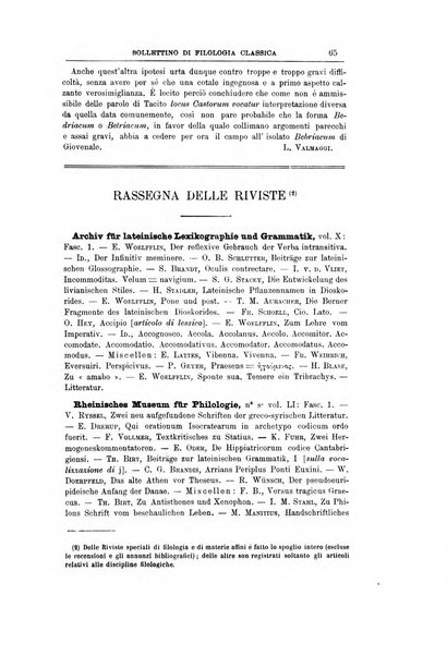 Bollettino di filologia classica