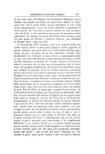 Bollettino di filologia classica