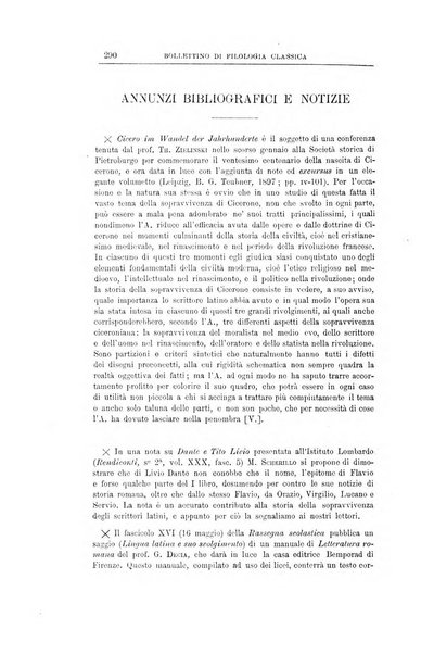 Bollettino di filologia classica