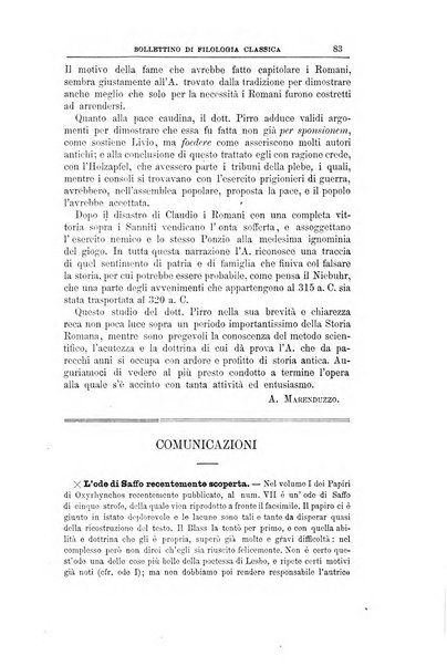 Bollettino di filologia classica