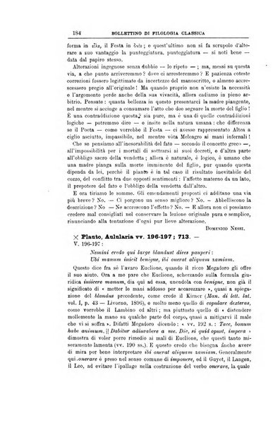 Bollettino di filologia classica