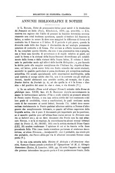 Bollettino di filologia classica