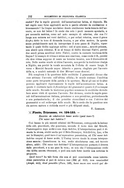 Bollettino di filologia classica