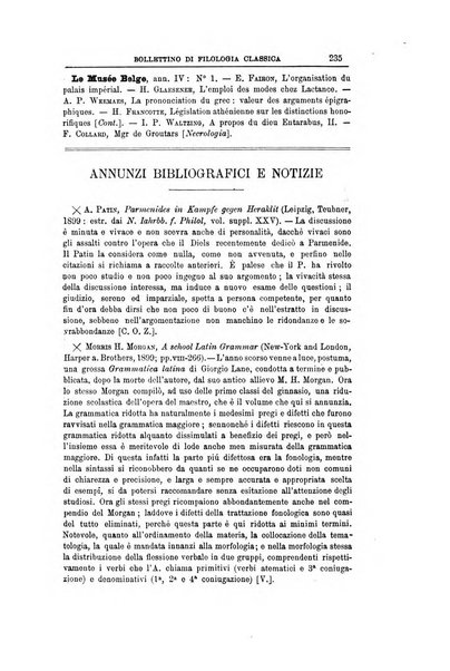 Bollettino di filologia classica