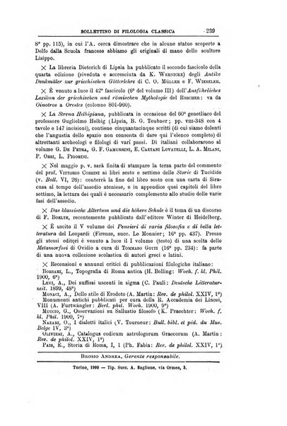 Bollettino di filologia classica