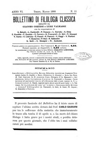 Bollettino di filologia classica