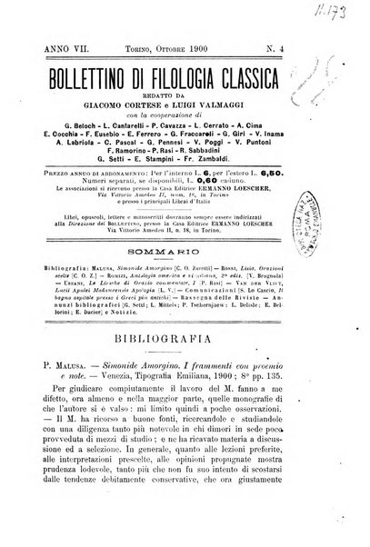 Bollettino di filologia classica