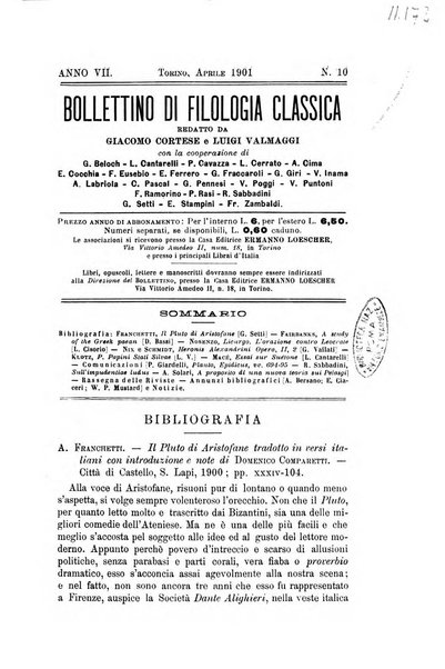 Bollettino di filologia classica