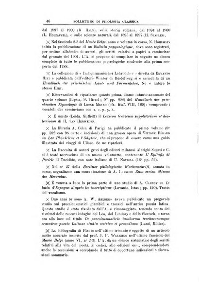 Bollettino di filologia classica