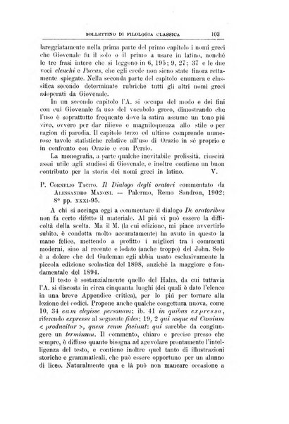 Bollettino di filologia classica