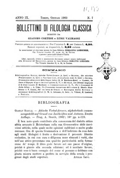 Bollettino di filologia classica