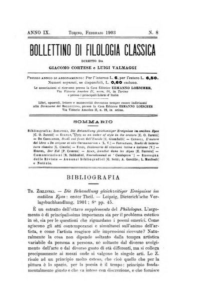 Bollettino di filologia classica