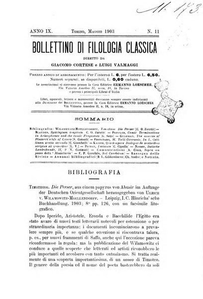 Bollettino di filologia classica