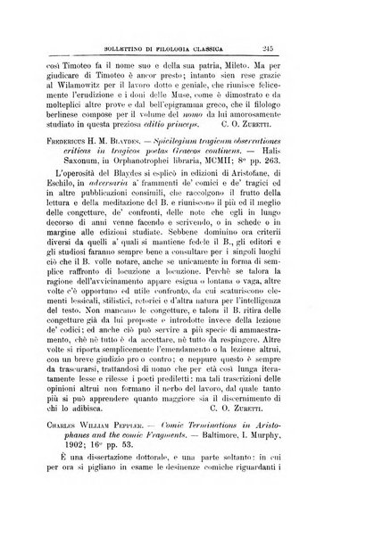 Bollettino di filologia classica