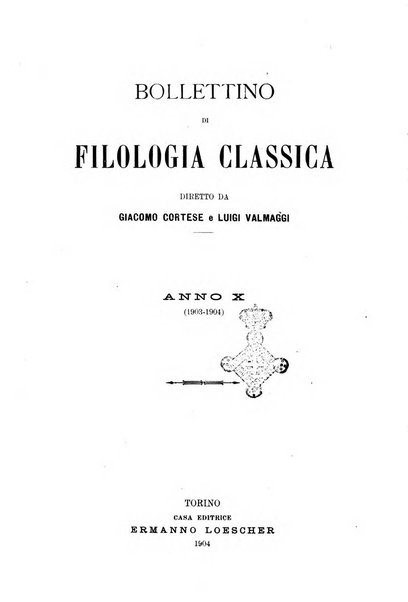 Bollettino di filologia classica