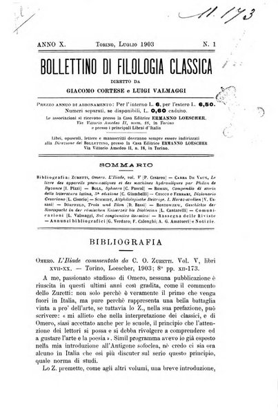 Bollettino di filologia classica