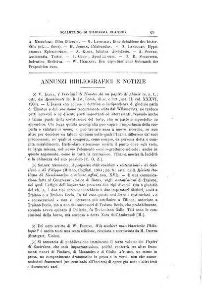 Bollettino di filologia classica