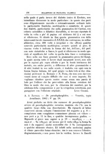 Bollettino di filologia classica