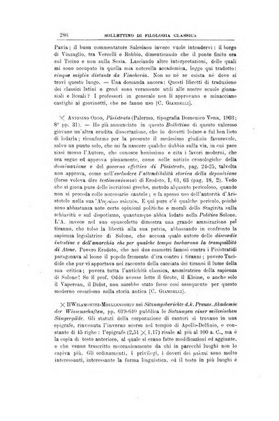 Bollettino di filologia classica