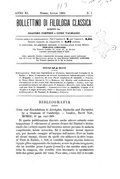 Bollettino di filologia classica