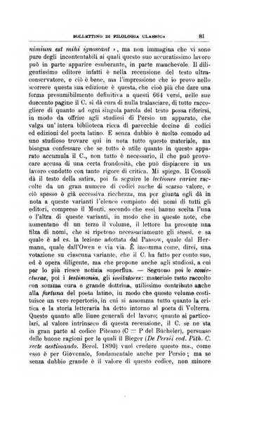 Bollettino di filologia classica